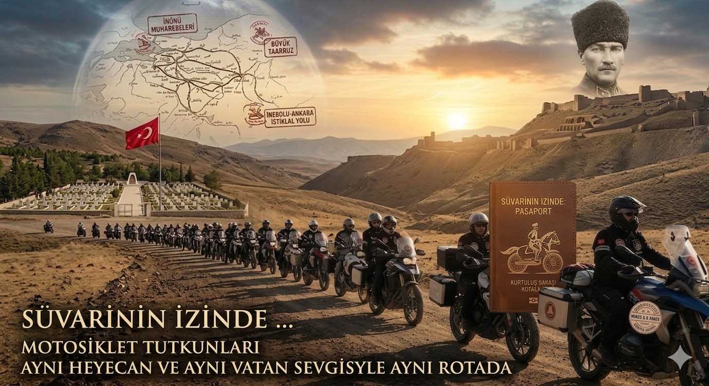 SÜVARİNİN İZİNDE… MOTOSİKLET TUTKUNLARI AYNI HEYECAN VE VATAN SEVGİSİYLE AYNI ROTADA